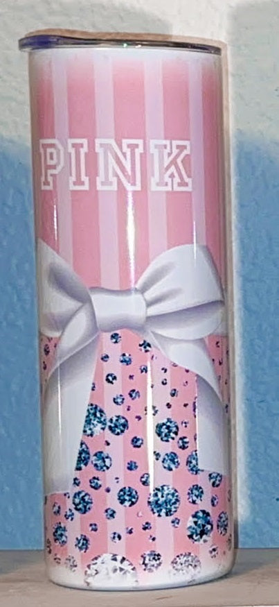 Customizable 20 oz Tumbler - Sprinkled With Pink