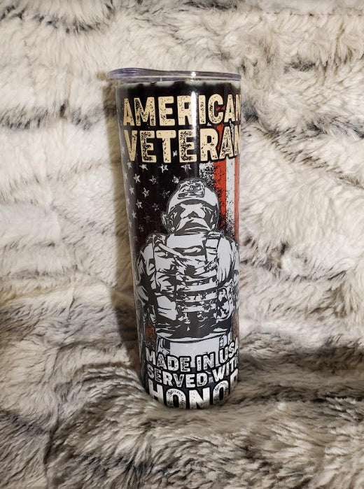 America Veteran Custom 20 oz Skinny Tumbler