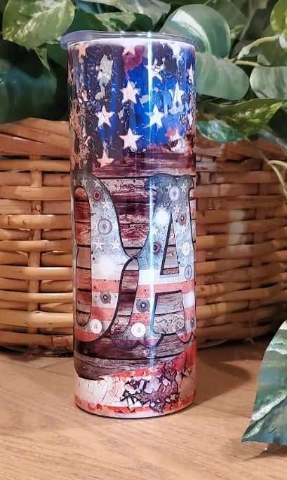 USA Dad or Mom Custom 20 oz Skinny Tumbler