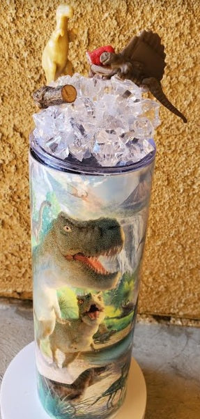 Dinosaur Theme Custom 20 oz Tumbler (topper sold separately)